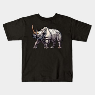 Pixelated Rhinoceros Artistry Kids T-Shirt